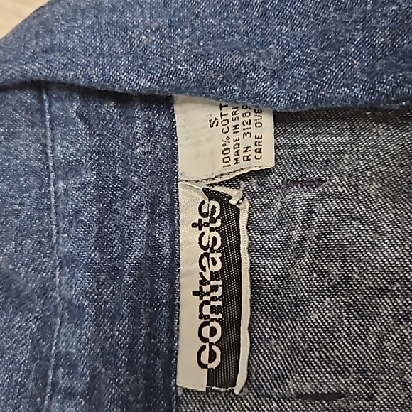 Blue Distressed Denim Jean Vest Western Cowgirl Sleeveless button up top Small - Picture 2 of 5